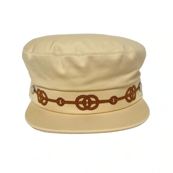 Hermes Accessories - HERMES Kabul Kuliketis - Beige Brown Cotton Polyurethane Leather Hat